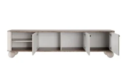 Bogart Szafki Rtv*VESPER RTV 187 3D - cashmere mdf / orzech / czarne uchwyty / nogi kule