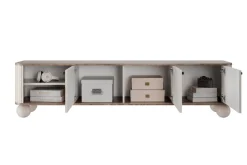 Bogart Szafki Rtv*VESPER RTV 187 3D - cashmere mdf / orzech / czarne uchwyty / nogi kule