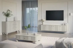 Bogart Szafki Rtv*VESPER RTV 187 4D - cashmere mdf / cashmere / złote uchwyty / wisząca