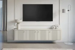 Bogart Szafki Rtv*VESPER RTV 187 4D - cashmere mdf / cashmere / złote uchwyty / wisząca