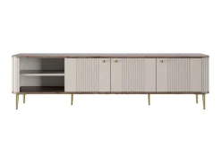 Bogart Szafki Rtv*VESPER RTV 187 3D - cashmere mdf / orzech / złote nogi