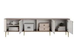 Bogart Szafki Rtv*VESPER RTV 187 3D - cashmere mdf / orzech / złote nogi