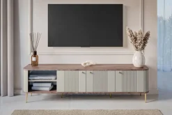 Bogart Szafki Rtv*VESPER RTV 187 3D - cashmere mdf / orzech / złote nogi