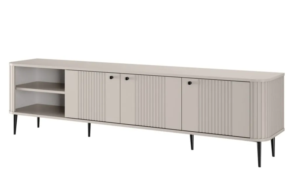 Bogart Szafki Rtv*VESPER RTV 187 3D - cashmere mdf / cashmere / czarne nogi