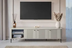 Bogart Szafki Rtv*VESPER RTV 187 3D - cashmere mdf / cashmere / czarne nogi