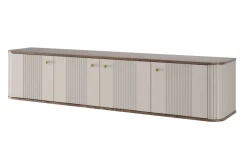 Bogart Szafki Rtv*VESPER RTV 187 4D - cashmere mdf / orzech / złote uchwyty / wisząca