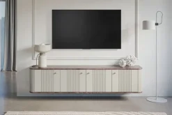 Bogart Szafki Rtv*VESPER RTV 187 4D - cashmere mdf / orzech / złote uchwyty / wisząca