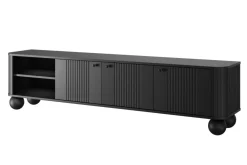 Bogart Szafki Rtv*VESPER RTV 187 3D - czarny mdf / czarny mdf / czarne uchwyty / nogi kule