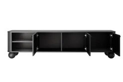 Bogart Szafki Rtv*VESPER RTV 187 3D - czarny mdf / czarny mdf / czarne uchwyty / nogi kule