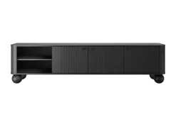 Bogart Szafki Rtv*VESPER RTV 187 3D - czarny mdf / czarny mdf / czarne uchwyty / nogi kule