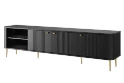 Bogart Szafki Rtv*VESPER RTV 187 3D - czarny mdf / czarny mdf / złote nogi