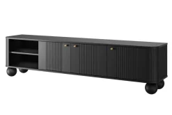 Bogart Szafki Rtv*VESPER RTV 187 3D - czarny mdf / czarny mdf / złote uchwyty / nogi kule