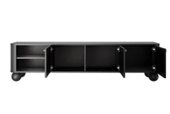 Bogart Szafki Rtv*VESPER RTV 187 3D - czarny mdf / czarny mdf / złote uchwyty / nogi kule