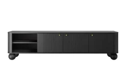 Bogart Szafki Rtv*VESPER RTV 187 3D - czarny mdf / czarny mdf / złote uchwyty / nogi kule