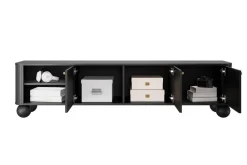 Bogart Szafki Rtv*VESPER RTV 187 3D - czarny mdf / czarny mdf / złote uchwyty / nogi kule