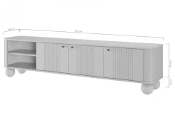 Bogart Szafki Rtv*VESPER RTV 187 3D - czarny mdf / czarny mdf / złote uchwyty / nogi kule