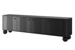 Bogart Szafki Rtv*VESPER RTV 187 4D - czarny mdf / czarny mdf / czarne uchwyty / nogi kule