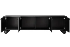 Bogart Szafki Rtv*VESPER RTV 187 4D - czarny mdf / czarny mdf / czarne uchwyty / nogi kule