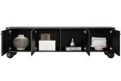 Bogart Szafki Rtv*VESPER RTV 187 4D - czarny mdf / czarny mdf / czarne uchwyty / nogi kule