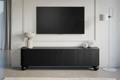 Bogart Szafki Rtv*VESPER RTV 187 4D - czarny mdf / czarny mdf / czarne uchwyty / nogi kule