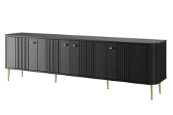 Bogart Szafki Rtv*VESPER RTV 187 4D - czarny mdf / czarny mdf / złote nogi