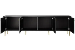 Bogart Szafki Rtv*VESPER RTV 187 4D - czarny mdf / czarny mdf / złote nogi