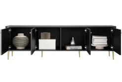 Bogart Szafki Rtv*VESPER RTV 187 4D - czarny mdf / czarny mdf / złote nogi