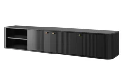 Bogart Szafki Rtv*VESPER RTV 187 3D - czarny mdf / czarny mdf / złote uchwyty / wisząca