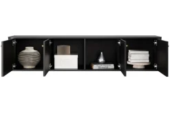 Bogart Szafki Rtv*VESPER RTV 187 4D - czarny mdf / czarny mdf / złote uchwyty / wisząca