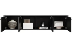 Bogart Szafki Rtv*VESPER RTV 187 4D - czarny mdf / czarny mdf / czarne uchwyty / wisząca