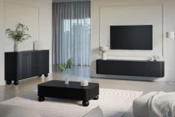 Bogart Szafki Rtv*VESPER RTV 187 4D - czarny mdf / czarny mdf / czarne uchwyty / wisząca