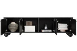 Bogart Szafki Rtv*VESPER RTV 187 4D - czarny mdf / czarny mdf / złote uchwyty / nogi kule