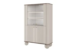 Bogart Szafki I Regały*VESPER WITRYNA 103 2D - cashmere mdf / orzech / złote uchwyty / nogi kule