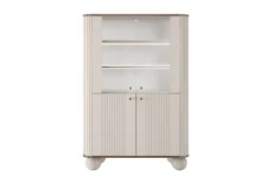 Bogart Szafki I Regały*VESPER WITRYNA 103 2D - cashmere mdf / orzech / złote uchwyty / nogi kule