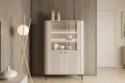 Bogart Szafki I Regały*VESPER WITRYNA 103 2D - cashmere mdf / cashmere / czarne nogi