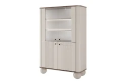 Bogart Szafki I Regały*VESPER WITRYNA 103 2D - cashmere mdf / orzech / czarne uchwyty / nogi kule