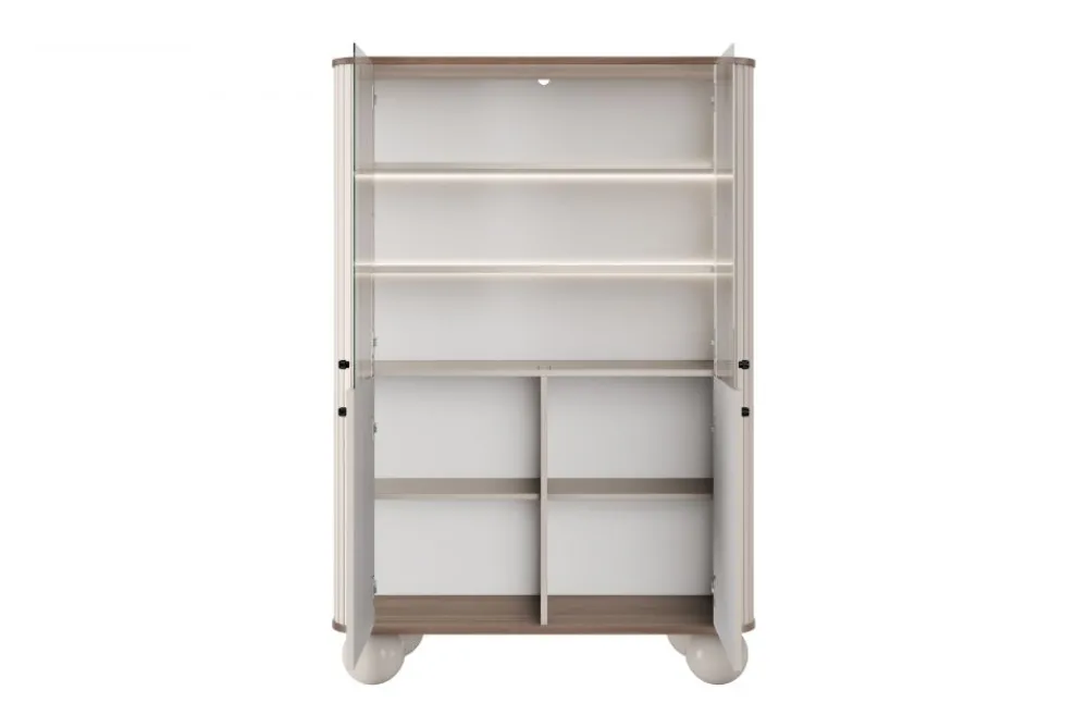 Bogart Szafki I Regały*VESPER WITRYNA 103 2D - cashmere mdf / orzech / czarne uchwyty / nogi kule