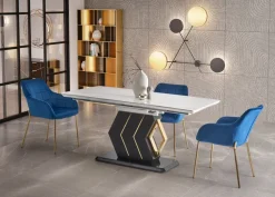 Halmar Stoły*VINCENZO stół rozkładany blat: biały marmur, noga czarny/złoty (3p=1szt)1 sztuka