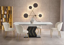 Halmar Stoły*VINCENZO stół rozkładany blat: biały marmur, noga czarny/złoty (3p=1szt)1 sztuka