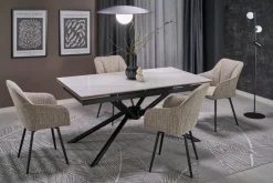 Halmar Stoły*VITORINO stół rozkładany, blat - biały marmur, nogi - czarny (2p=1szt)1 sztuka