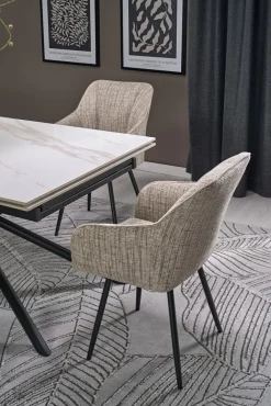 Halmar Stoły*VITORINO stół rozkładany, blat - biały marmur, nogi - czarny (2p=1szt)1 sztuka