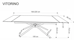 Halmar Stoły*VITORINO stół rozkładany, blat - biały marmur, nogi - czarny (2p=1szt)1 sztuka