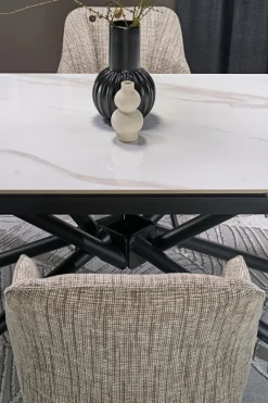 Halmar Stoły*VITORINO stół rozkładany, blat - biały marmur, nogi - czarny (2p=1szt)1 sztuka