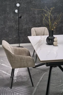 Halmar Stoły*VITORINO stół rozkładany, blat - biały marmur, nogi - czarny (2p=1szt)1 sztuka