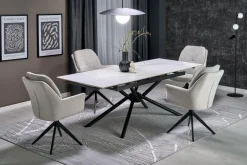 Halmar Stoły*VITORINO stół rozkładany, blat - biały marmur, nogi - czarny (2p=1szt)1 sztuka