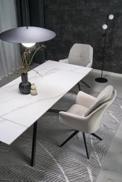 Halmar Stoły*VITORINO stół rozkładany, blat - biały marmur, nogi - czarny (2p=1szt)1 sztuka