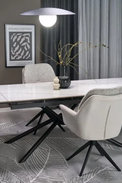 Halmar Stoły*VITORINO stół rozkładany, blat - biały marmur, nogi - czarny (2p=1szt)1 sztuka