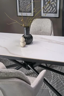 Halmar Stoły*VITORINO stół rozkładany, blat - biały marmur, nogi - czarny (2p=1szt)1 sztuka