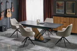 Halmar Stoły*VOLANT 160 stół rozkładany, blat - czarny marmur, nogi - dąb złoty / czarny (3p=1szt)1 sztuka