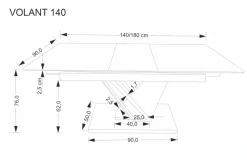 Halmar Stoły*VOLANT 140 stół rozkładany, blat - czarny marmur, nogi - dąb złoty / czarny (3p=1szt)1 sztuka